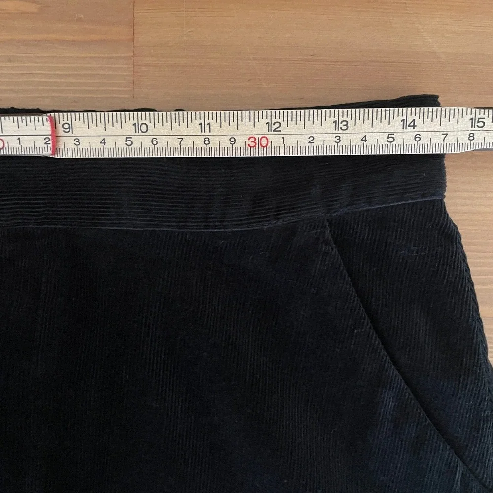 MUJI Black Kapok Corduroy A Line Flare‎ Midi Skirt Wmns M Eco Friendly Academia